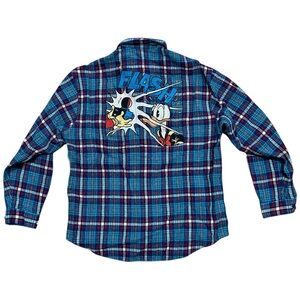 Gucci x Disney Men’s Sz 54 italy / US XXL Donald Duck Flash Plaid Shirt Wool
